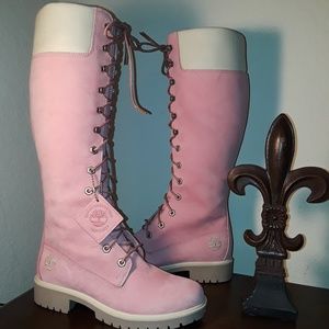 pink knee high timberland boots